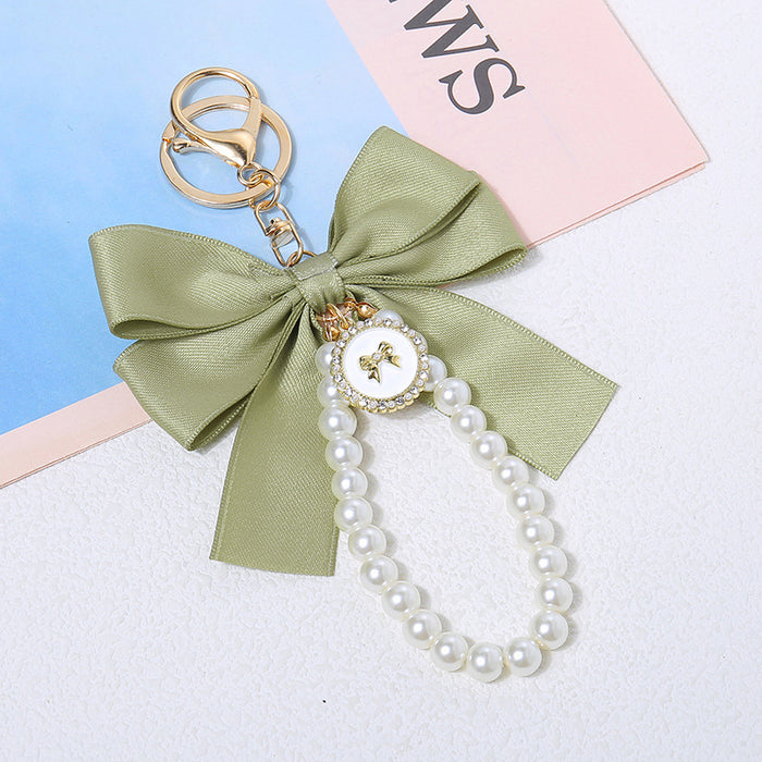 Wholesale Large Pearl Bow Keychain Pendant Ribbon Cloth Accessories Headset Bag Decoration