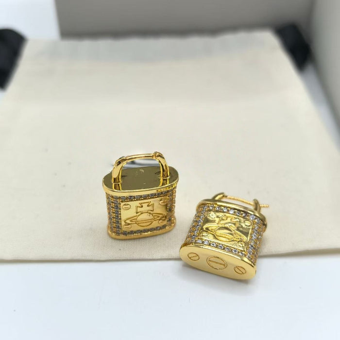 Wholesale Light Luxury Lock Statemente Earrings