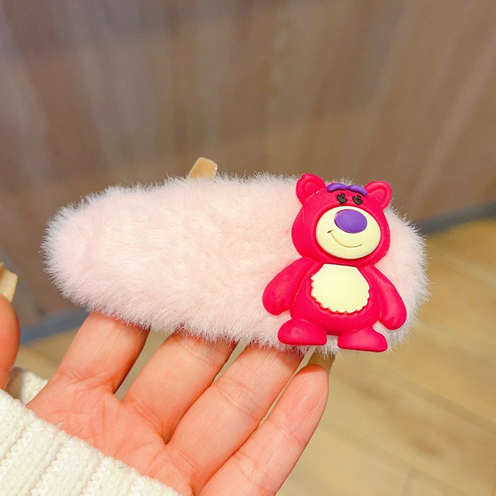 Wholesale Cute and able plush hair clip featuring a cat wearing glasses.