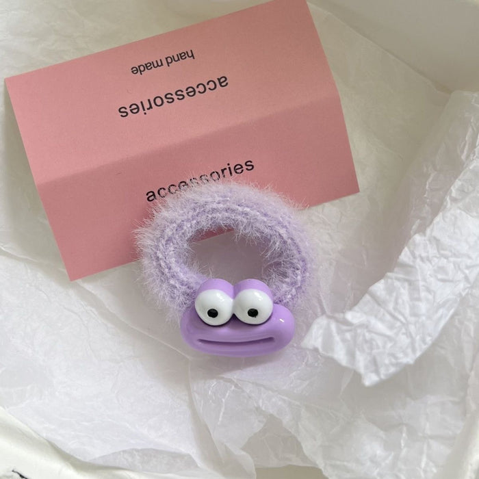 Wholesale Colorful Big-Eyed Monster Plush Hair Band Thickeneded and Widened Towel Ring Furry Hair Rope Sweet Girly Heart Hair Accessories F