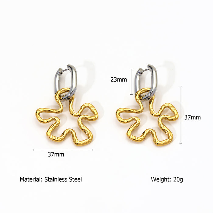 Wholesale Fashionable and personalized stainless steel gold and silver dual color earrings with high-end temperament, irregular earrings, color preservation wholesale