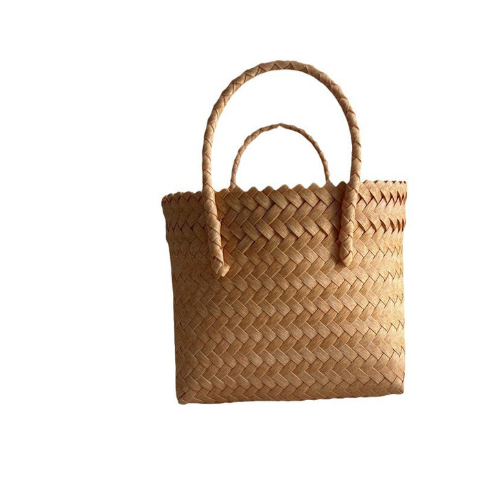 Wholesale Hand-Woven Handbag Large Capacity Plastic Woven Basket Small Square Bag Accompanying Gift Bag Simple Portable All-Match Women's Bag