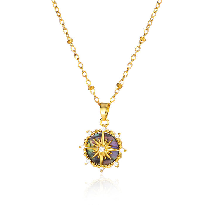 Wholesale Retro Titanium Steel Turquoise Heart Necklace Clavicle Chain