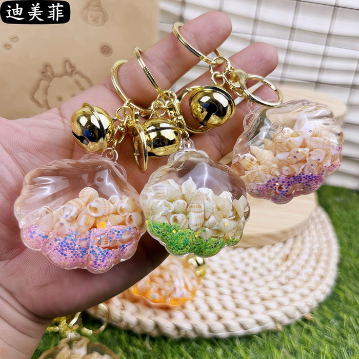 Wholesale Creative Acrylic Oil Shell Conch Exquisite Car Keychain Cute Pink Bag Quicksand Small Pendant Gift