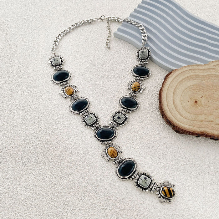 Wholesale alloy resin gem geometric pendant necklace simple women