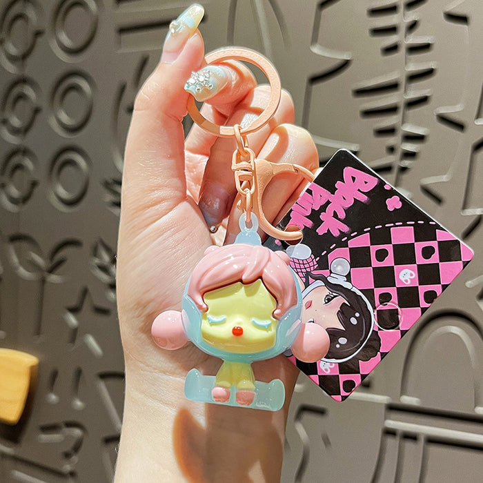 Wholesale Original Girl Keychain Electroplating UV Cartoon Doll Couple Keychain Bag Pendant Small Gift