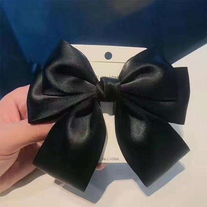 Wholesale Handmade Three-layer Red Big Bow Duckbill Clip Hair Clip Headwear Pony Tail Hair Tie Women Back of Head