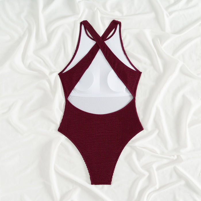Wholesale Threaded solid color one-piece swimsuit for women