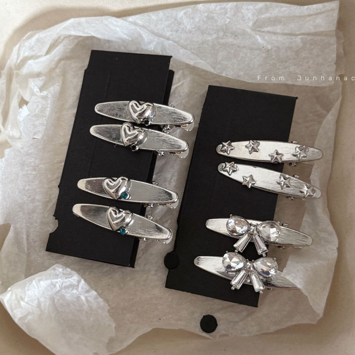 Wholesale Bow metal hair clip, heart-shaped small bangs clip, back of the head headpiece, hair clip