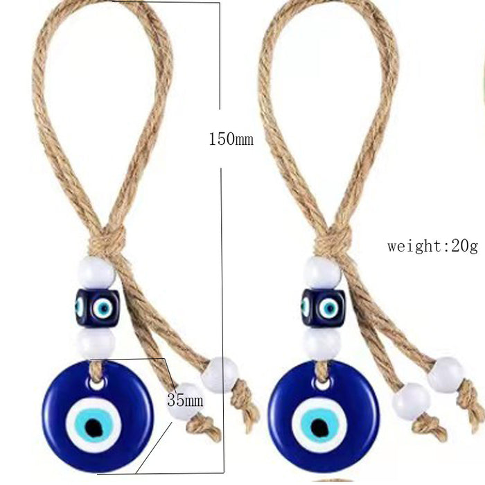 Wholesale Blue Eye 3.5CM Devil's Eye Pendant with Hemp Rope Square Beads Bead Bead Pendant