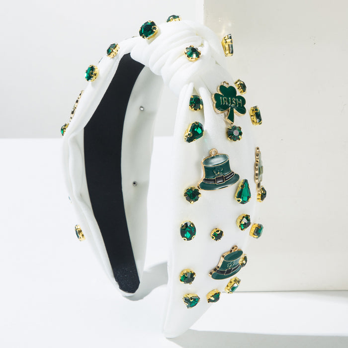 Wholesale St.  Patrick' s Day Rhinestone Alloy Clover Hat Headband