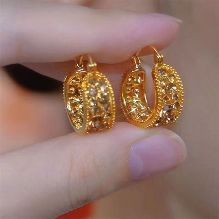 Wholesale Autumn temperament versatile full diamond circle earrings, high-end earrings