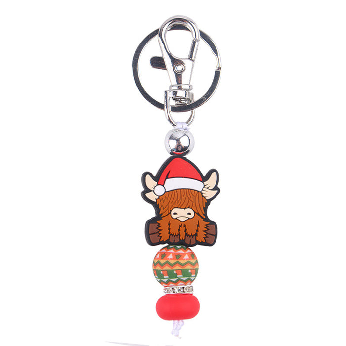 Wholesale Christmas Series Silicone Beaded Keychain JDC-KC-GuangTian028