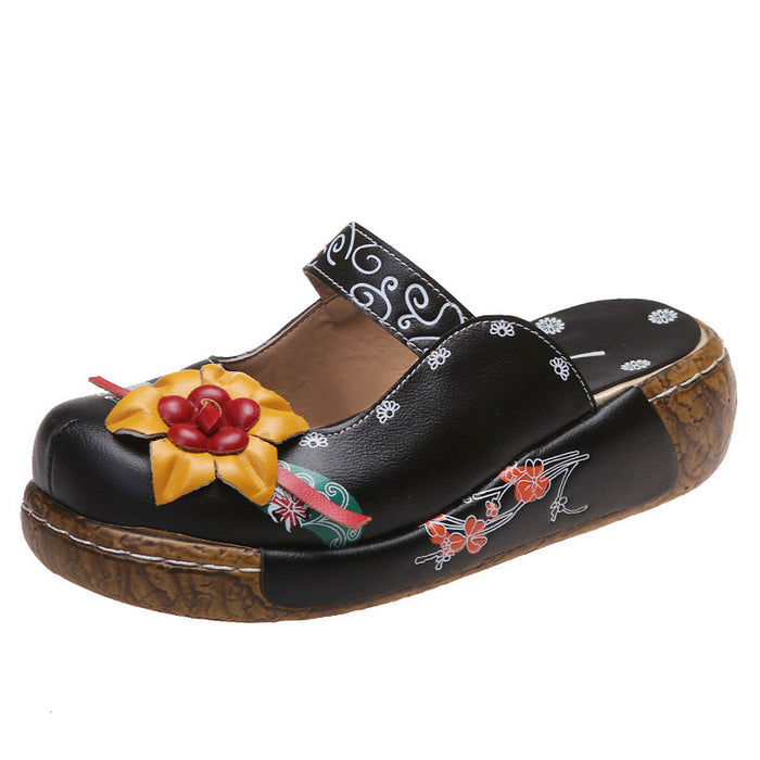 Wholesale PU Ethnic Style Flowers Thick-soled Slippers JDC-SP-YiChi006