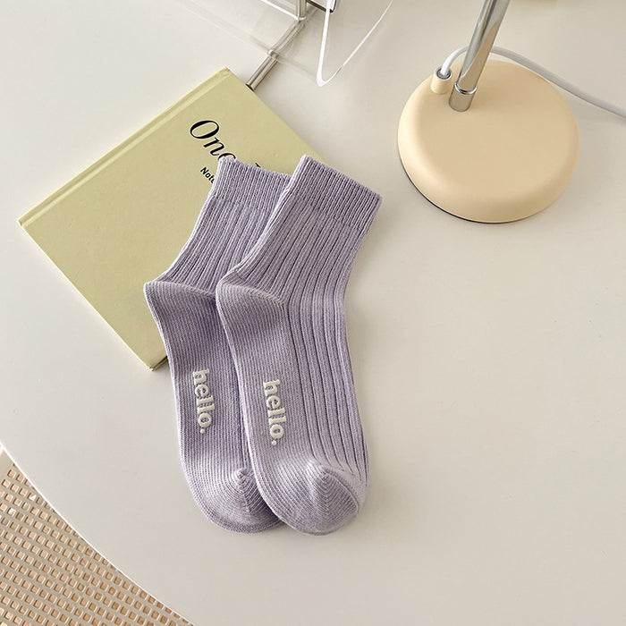 Wholesale Medium length socks with thick thread, versatile for wearing outside, cotton socks
