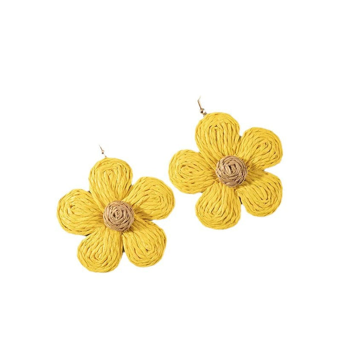 Wholesale Handmade sunflower earrings with exaggerated personality, large flower earrings, niche design, ear hooks
