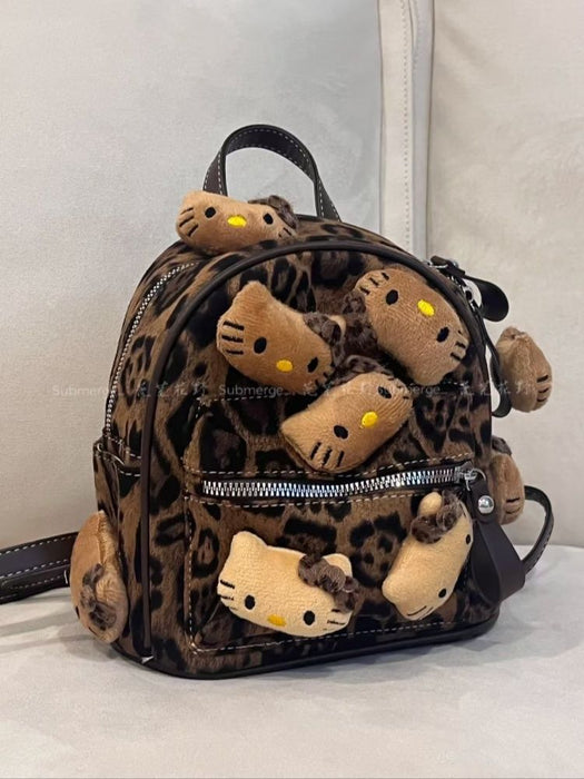 Wholesale Leopard Print Backpack Storage Portable Outdoor Travel Plush Backpack