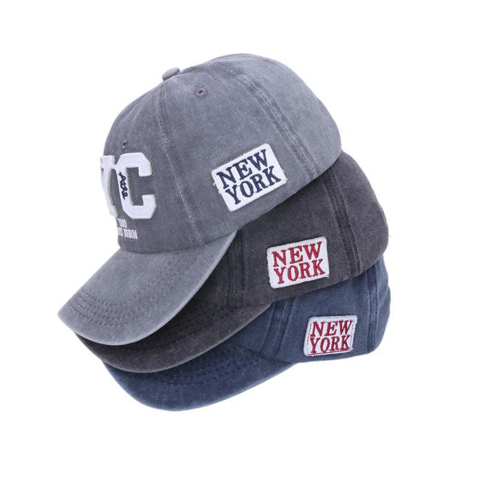 Wholesale Washed embroidered duckbill cap, baseball cap, adhesive fabric, three-dimensional embroidered duckbill cap, curved brim, versatile shade design