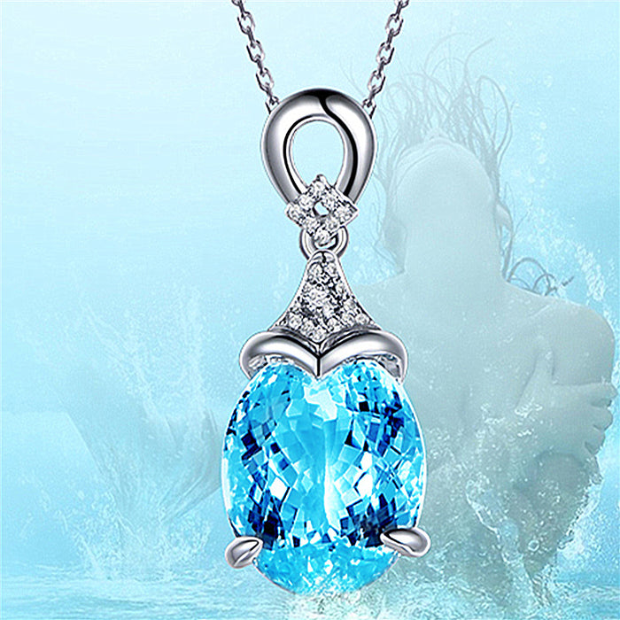 Wholesale Carat Natural Sea Blue Diamond Pendant Necklace Color Gem Hot Pendant