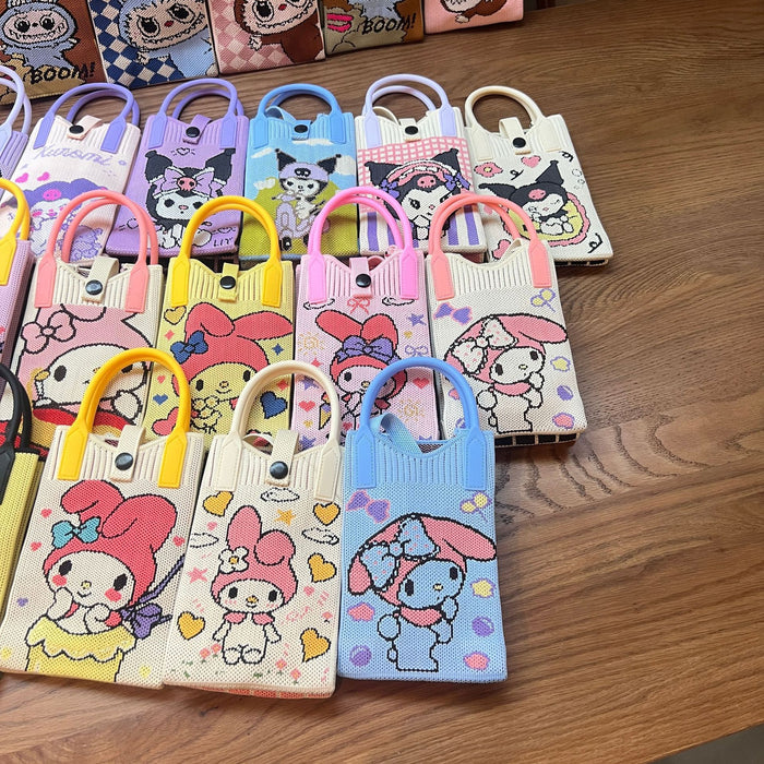 Wholesale Mobile Phone Bag Wool Knitted Small Square Bag  Small Bag Contrast Color