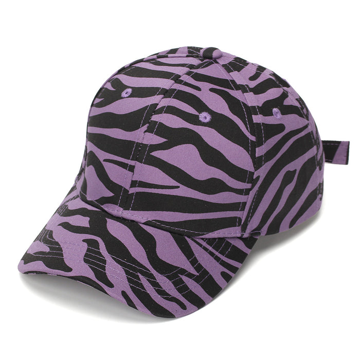 Wholesale Women' s Zebra Pattern Baseball Cap Curved Brim Sun Hat Summer Fashion