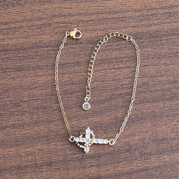 Wholesale Rotating Circle Cross Ring Zircon Cross Bracelet