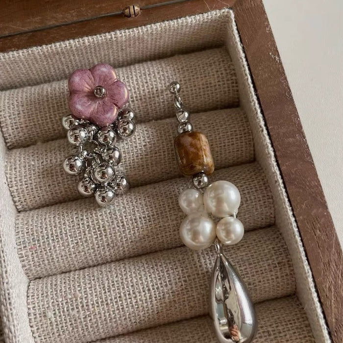 Wholesale Design flower handmade bead earrings, silver ear studs, ear clips for women