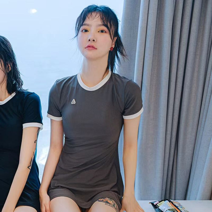 Wholesale Sexy one-piece skirt style split flat corner pants conservative hot spring swimsuit