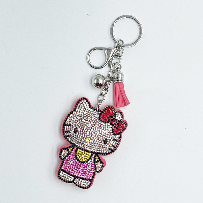Wholesale Cute Tassel Cat Rhinestone Keychain