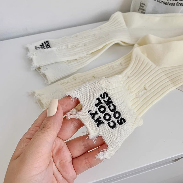 Wholesale Thin solid color cotton street style long socks pile socks