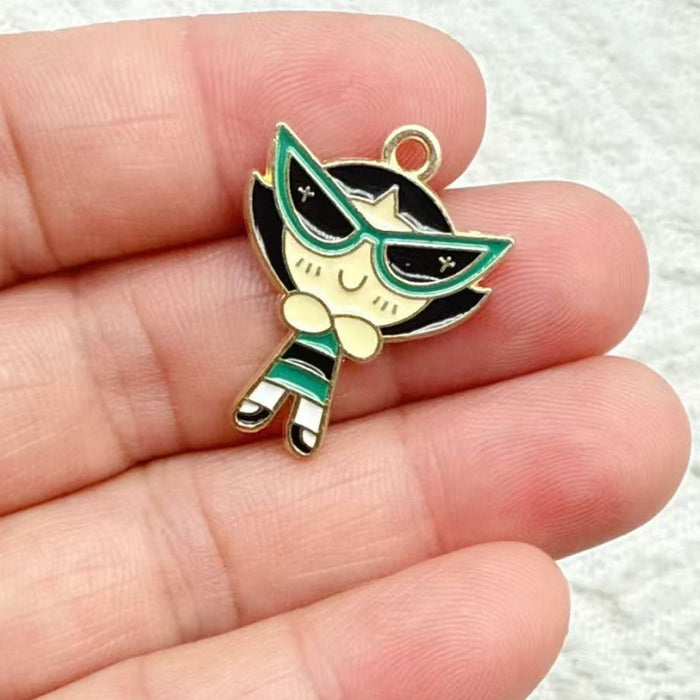 Wholesale 10pcs DIY Cartoon Cute Girl Alloy Resin Jewelry Pendant Necklace Earrings