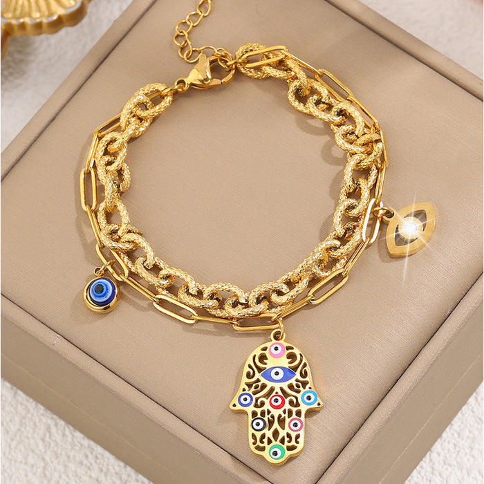 Wholesale Titanium Steel Bracelet Devil's Eye Palm Bracelet High Grade Stainless Steel Bracelet