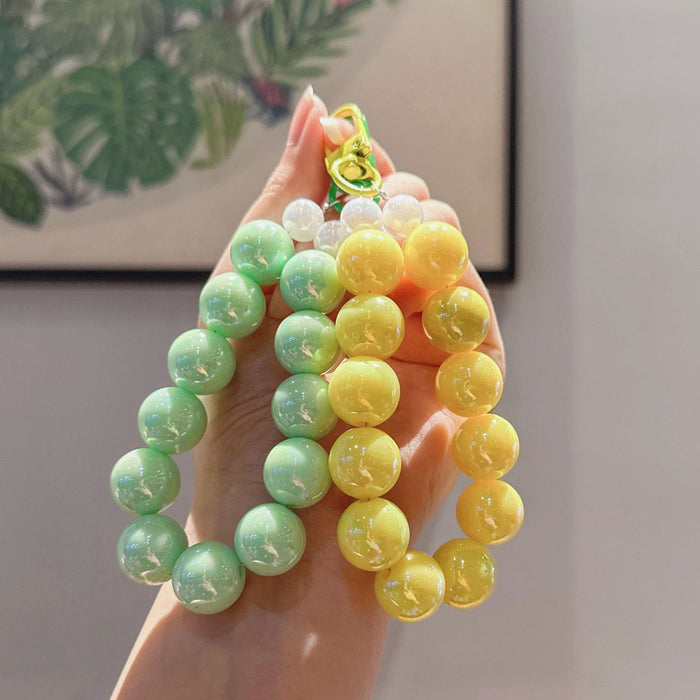 Wholesale Creative Colorful Bright Beads Hand Chain Keychain Couple Car Keychain Pendant