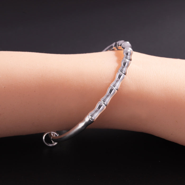 Wholesale Silver-plated bamboo bracelet, simple and comfortable lucky bamboo push-pull adjustable bracelet