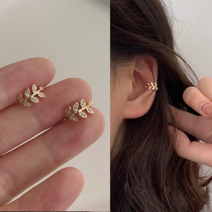 Wholesale Exquisite and minimalist leaf ear bone clip without ear holes, adjustable earrings, high-end ear accessories