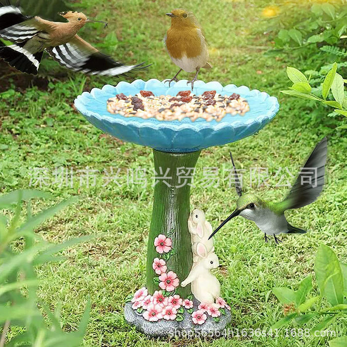 Wholesale Garden Decoration Tree Finger Crafts Fox Hedgehog Rabbit Gardening Hummingbird Drinking Water Bird Feeder Resin Ornaments