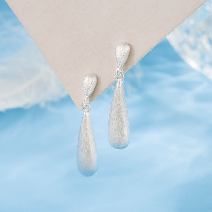 Wholesale Brushed water drop earrings girls' long simple design elegant earrings high-grade