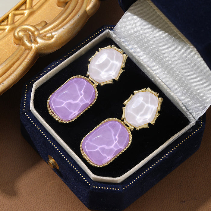 Wholesale Women's contrasting water ripple irregular square earrings