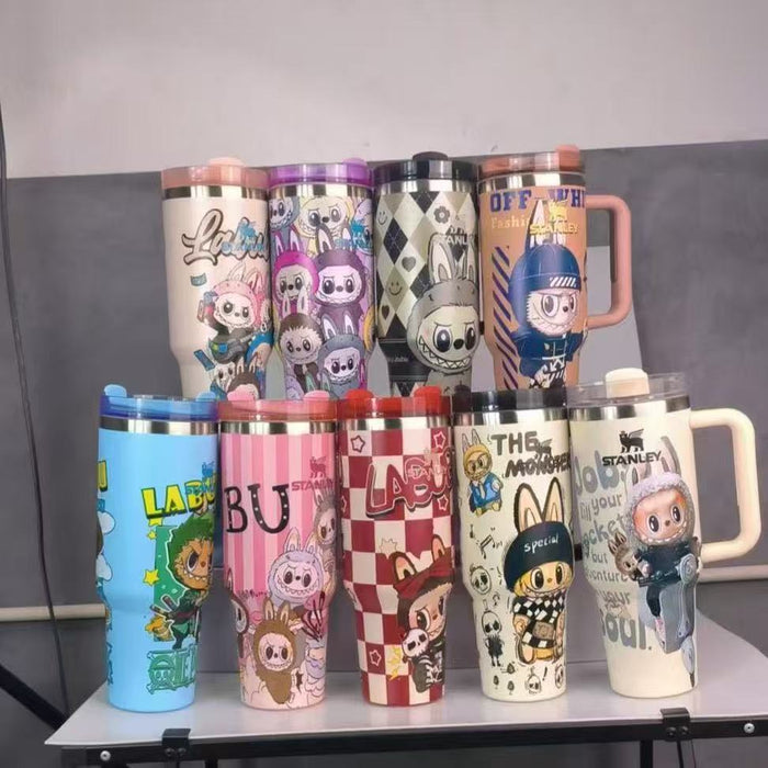 Wholesale 304 stainless steel tumbler cup 40oz cartoon car cup straw ice cup