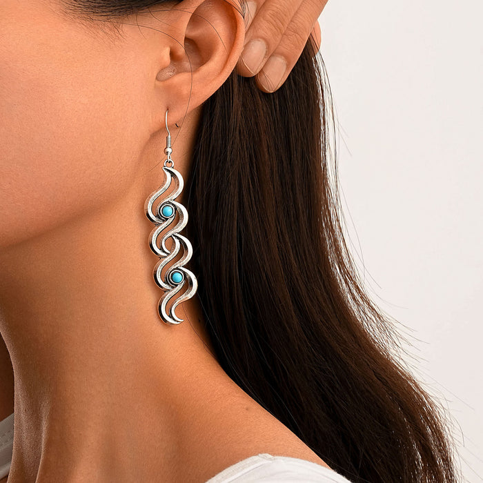 Wholesale 2pcs Retro Personalized Turquoise Earrings