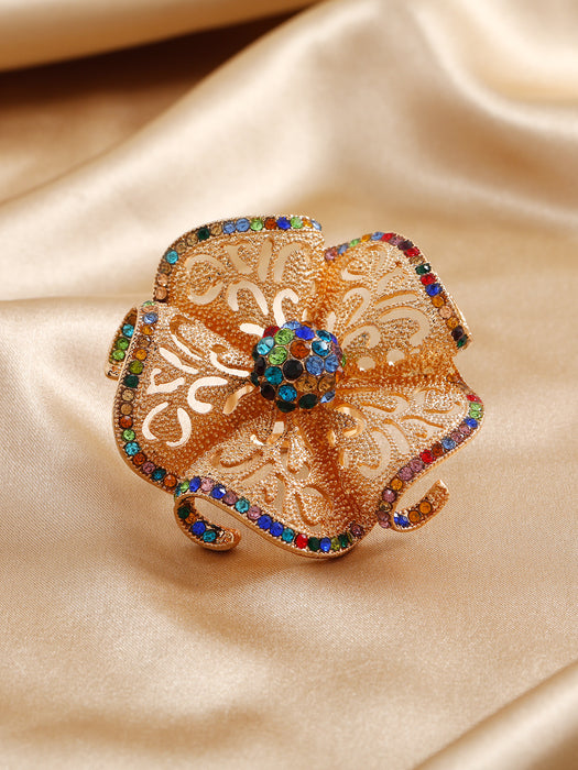 Wholesale Fashionable exaggerated opening noble temperament retro hollow diamond inlaid ring