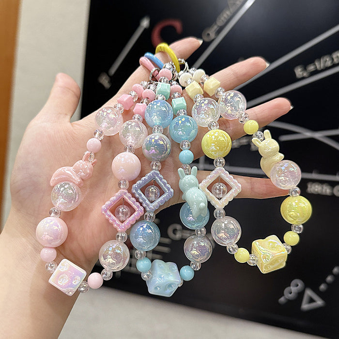 Wholesale Creative acrylic bead keychain bracelet key pendant mobile phone chain bead jewelry DIY