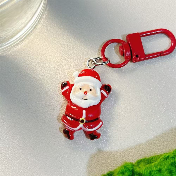 Wholesale Resin Cartoon Christmas Keychain Cute Reindeer Santa Snowman Bag Charm Boutique Gift