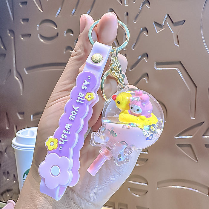 Wholesale Acrylic Drifting Bottle Keychain Cute Yellow Duck Bag Charm