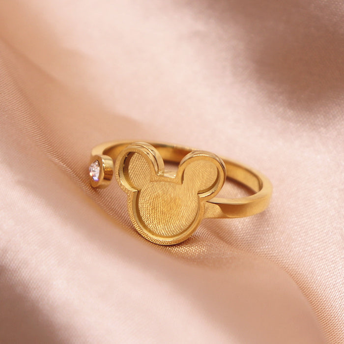 Wholesale Ring groove stainless steel gold-plated diamond ring opening