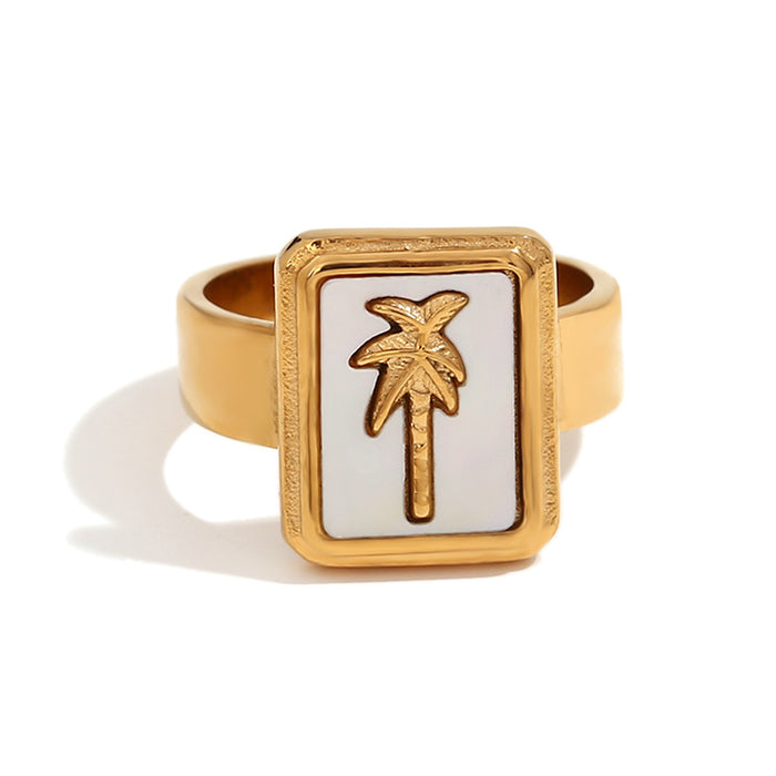 Wholesale Personalized Oil-Drip Ring Stainless Steel Plated with Gold Peach Heart Flower