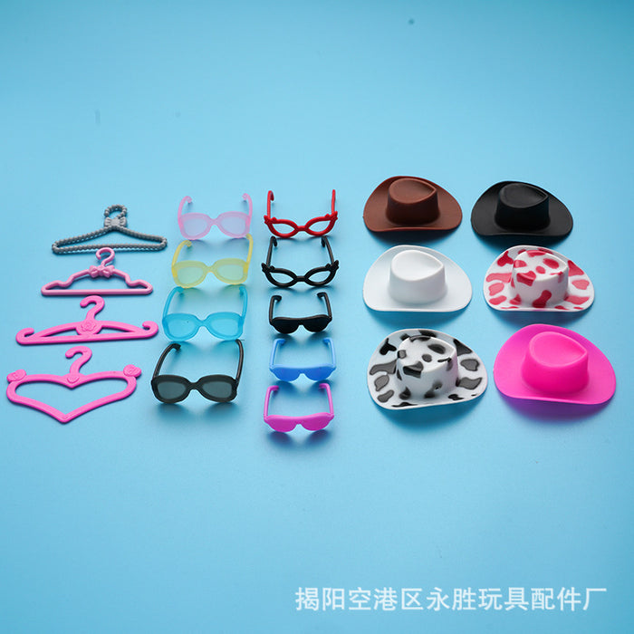Wholesale doll toy fashion accessories cowboy hat hanger glasses