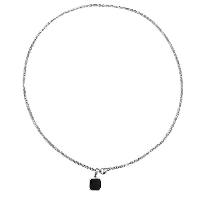 Wholesale  Titanium Steel Black Square   Necklaces Men's Necklaces Titanium Steel Couple's Woolen Chain Accessories Women