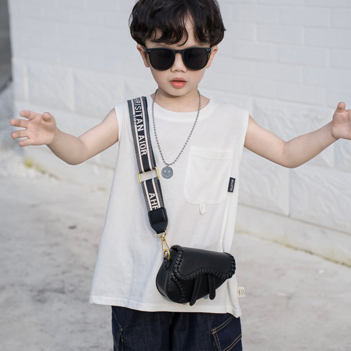 Wholesale New retro woven mini saddle bag for children, high-end handbag, broadband crossbody bag