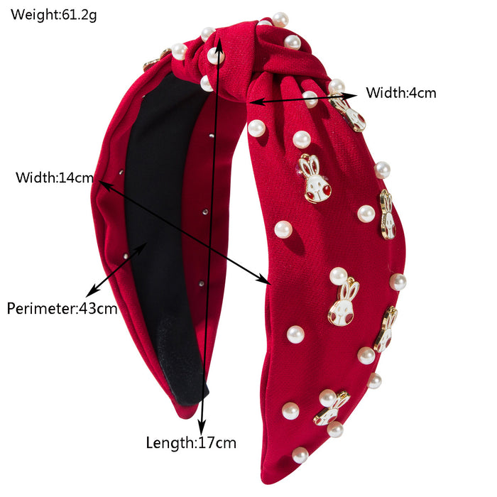 Wholesale Easter Beaded Alloy Bunny Headband